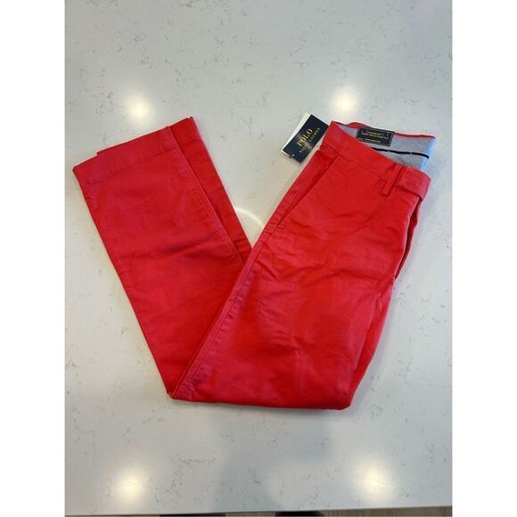 NWT Ralph Lauren polo spring red straight chino pants size 29x30 flaw - Picture 2 of 8